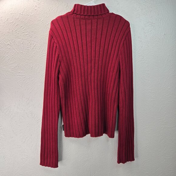 Abercrombie Vintage Turtleneck Sweater Men L Red Ribbed Chunky Y2k Preppy Retro - Picture 6 of 12